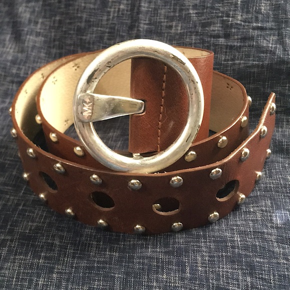 MK Leather studded belt sz M - Picture 2 of 11